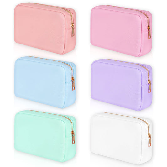 Sweetude 6 Pcs Nylon Makeup Bag Travel Nylon Pouch Zipper Cosmetic Bag for Purse Women Girls Organizer Makeup Pouch for Valentine Birthday Wedding Mother's Day Graduation Gifts(M,Assorted Color)