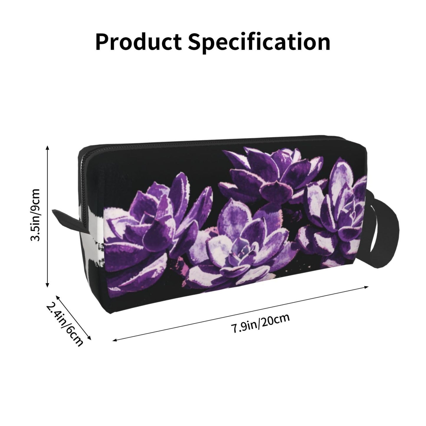 OLUSENMO Purple Succulent Makeup Bag Small Compact & Durable Travel Cosmetic Bag Organizer Oxford Fabric Impact-Resistant Multi-Purpose Storage Perfect for Travel, Gym, Daily Use