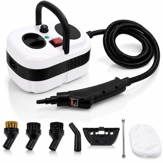 VERIBURRASCAN Pressurized Handheld Steam Cleaner, 221°F High-Temp Steamer for Deep Cleaning, Chemical-Free for Pets & Kids, 10-Piece Accessory Kit for Car, Couch, Grout, Tile & Floor