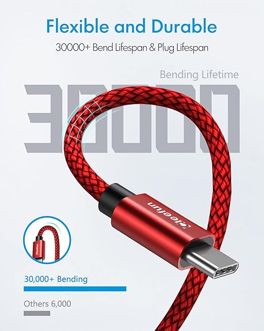 CLEEFUN USB C to USB C Cable 60W, USBC to USBC, [5-Pack, 3 ft] Type C to C Charger Cord Fast Charging for iPhone 16 15 Pro Max/Plus, for iPad/MacBook Pro/Air, for Samsung Galaxy S25 S24 S23