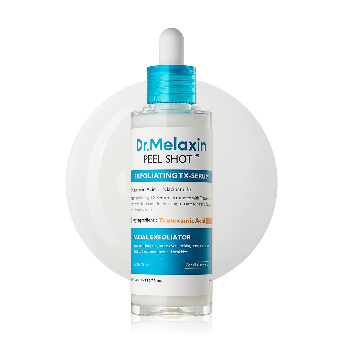 Dr.Melaxin Peel Shot Exfoliating TX Serum 80ml – 99% Pure Tranexamic Acid & Niacinamide + AHA PHA Brightening Exfoliating for Uneven Skin Tone, Dark Spots & Dullness | Smooth | Korean Skincare