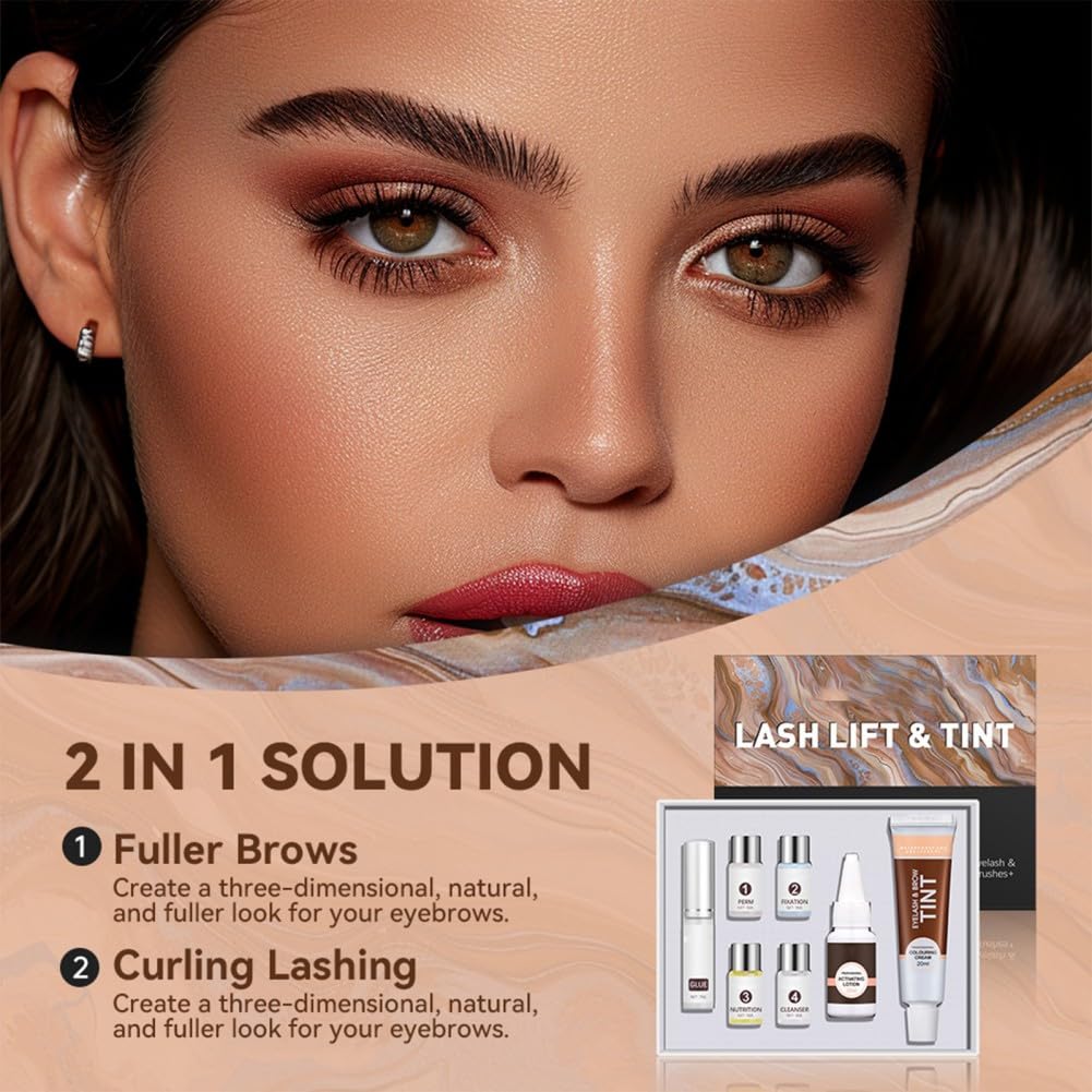 Lash Lift Kit with Black Color, Eyelash Perm Kit, Quick Curling Perming with Complete Tools, Lash Lift Kit, DIY at Home, Long Lasting for 4-6 Weeks
