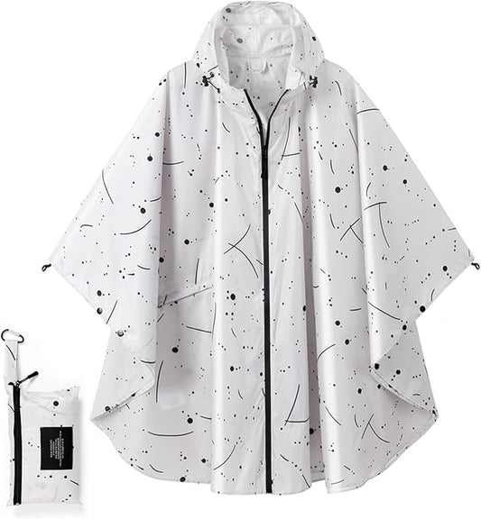 Fashion Hooded Rain Poncho Waterproof Raincoat Jacket with pocket for Women/Men/Adult