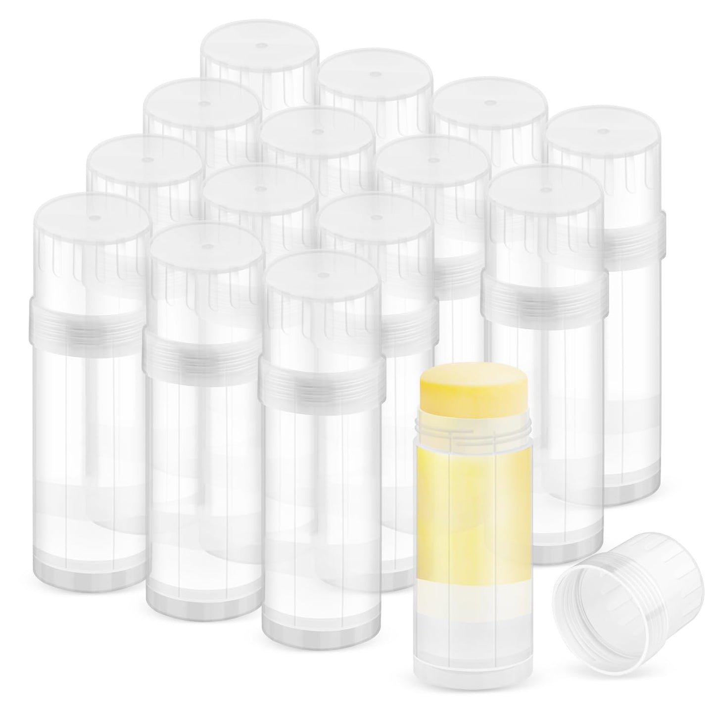 DMuuuDM 15 Pack 2 oz/60ml Plastic Deodorant Containers,Empty Round Twist-Up Solid Stick Tube Container for Homemade Deodorant,Shaving Soap Stick,Heel Lip Balm,Solid Lotion Bars-Top Filling,Clear