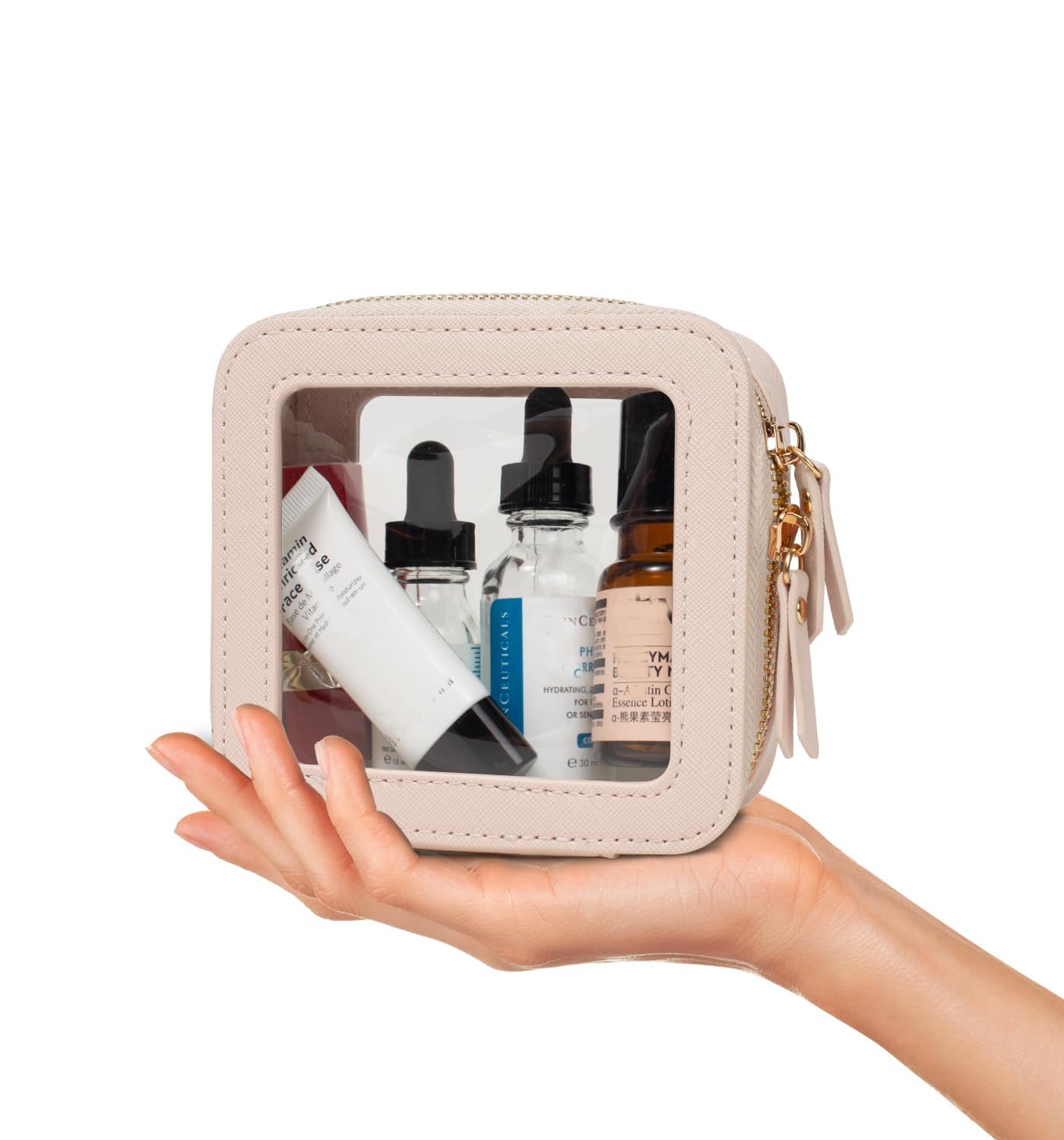 Small Clear Makeup Bag, Mini Clear Makeup Pouch Cute Make Up Bag for Purse Travel Essentials Toiletry Bag Waterproof Cosmetic Bag with Zipper Car Organizer Car Essentials for Women
