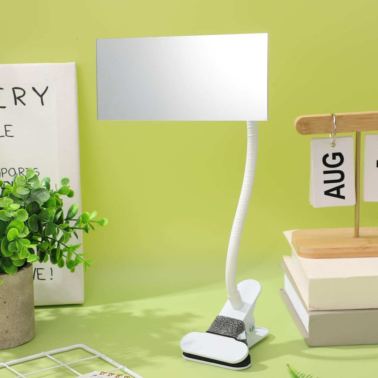 IMIKEYA Clip-On Desk Makeup Mirror for Cubicle, Anti-Peeping Privacy Mirror, Convex Rear View Desk Mirror for Office Computer Monitor, Adjustable Gooseneck Clamp Mirror