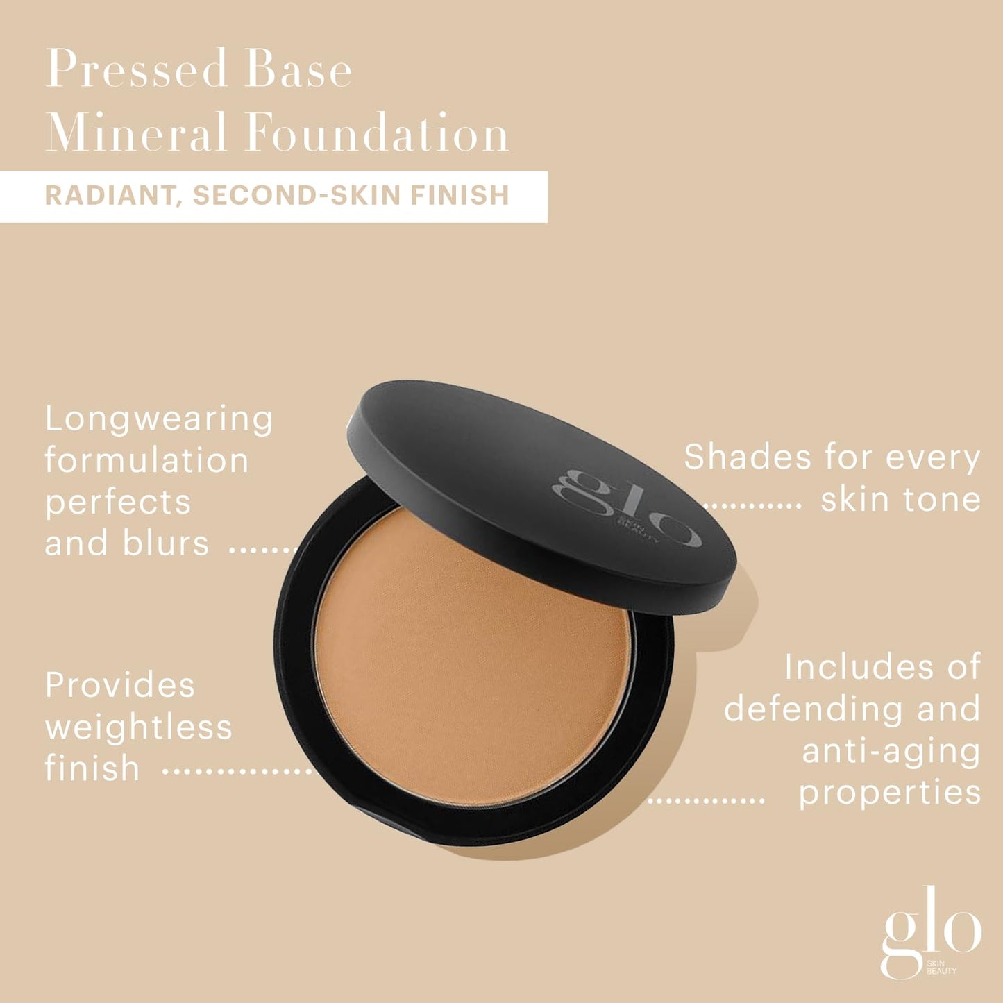 Glo Skin Beauty Pressed Base Powder Foundation, Honey Dark – Buildable Sheer to Full Coverage, Long Wear Face Powder Compact, Pressed Powder Makeup for Smooth, Semi-Matte Finish