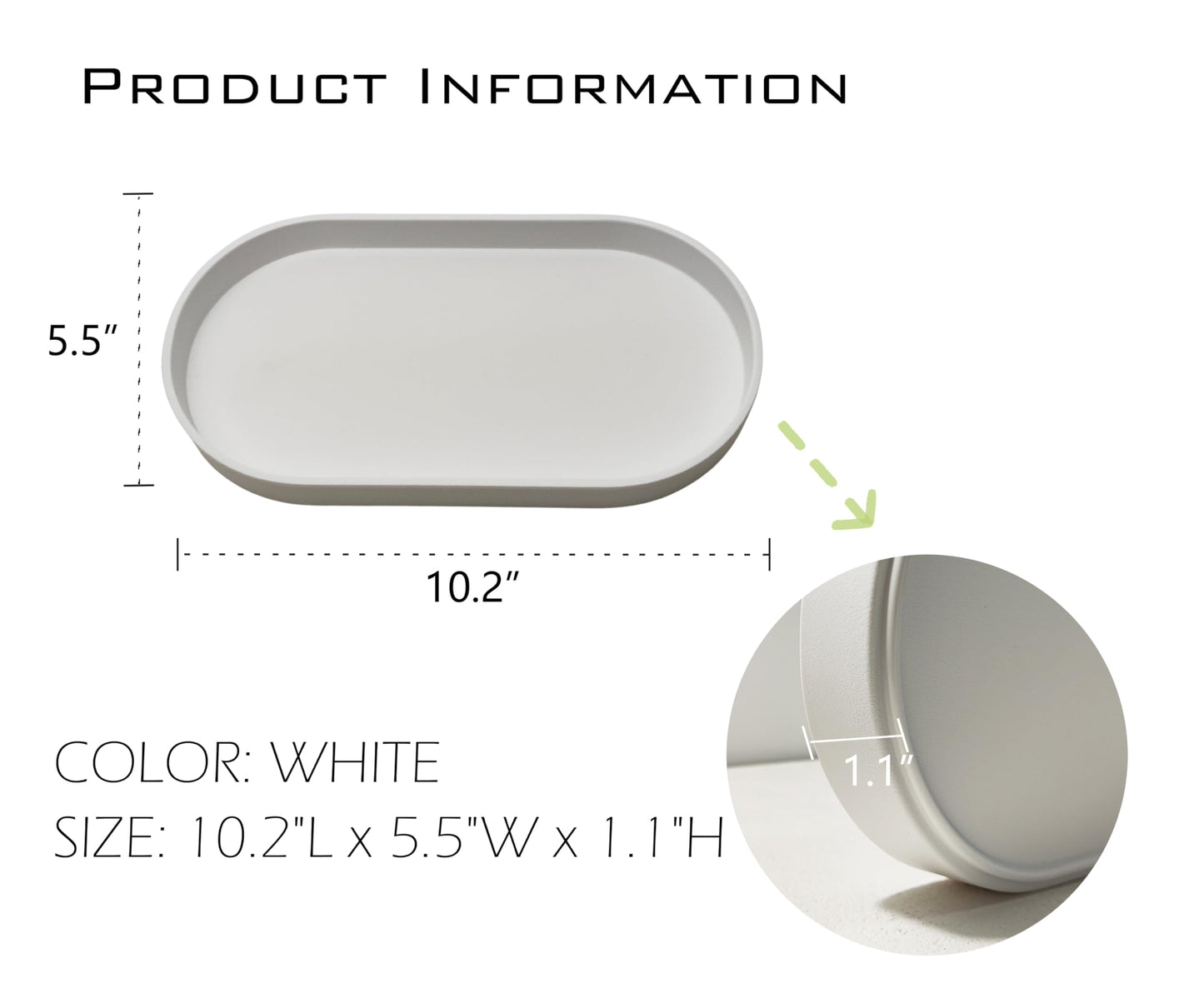 VCREATC White Small Tray (10 inch), Oval Tray