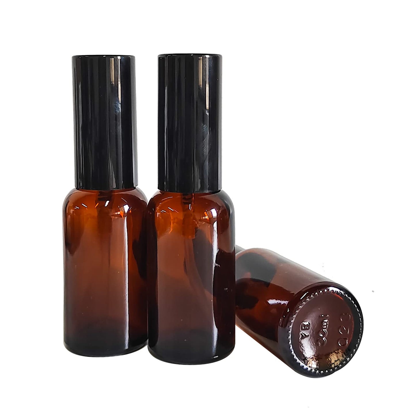 BEGIKET 12 Pack 1oz Amber Glass Spray for Essential Oils, Small Spray Bottle, Fine Mist Spray,Black Sprayer,for Perfume, Hair & Cleaning