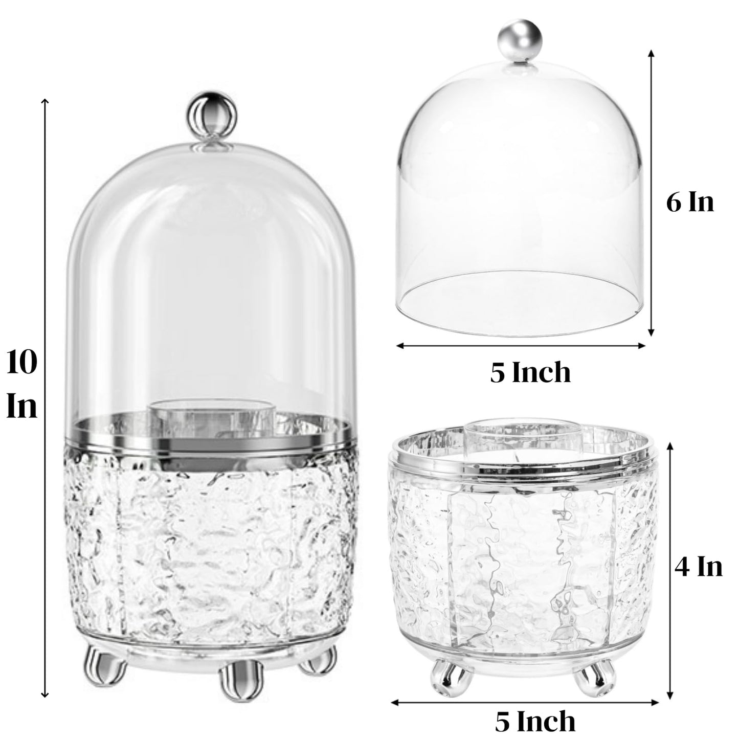 Eorbow Rotating Makeup Brush Holder, Dustproof Cosmetic Tools Organizer with Lid, 360° Spinning Covered Brushes Storage with Anti-slip Pads for Vanity, Bathroom Countertop & Bedside Table, Clear
