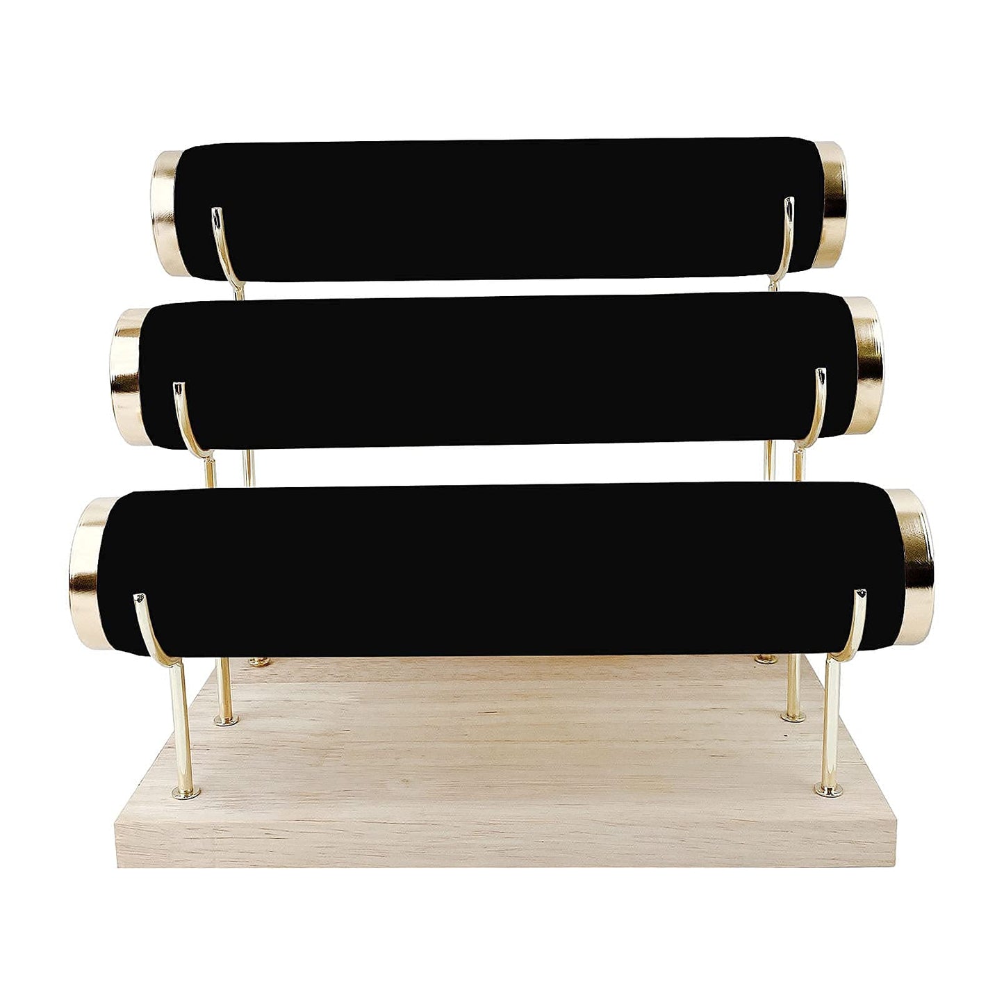 Aqerimit Jewelry Towers with Three Tier Racks, Detachable Black Velvet Gilt-edging Bracelet Display Stand