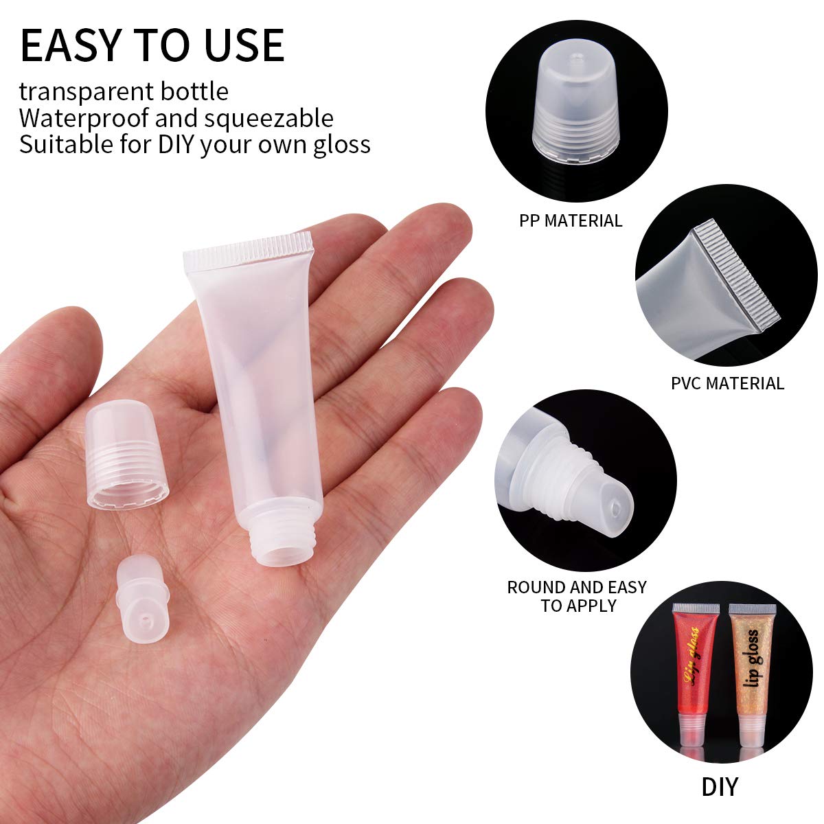 HRLORKC 110Pcs 10ml Empty Tubes Lip empty lip gloss containers for Lip Gloss Balm Cosmetic