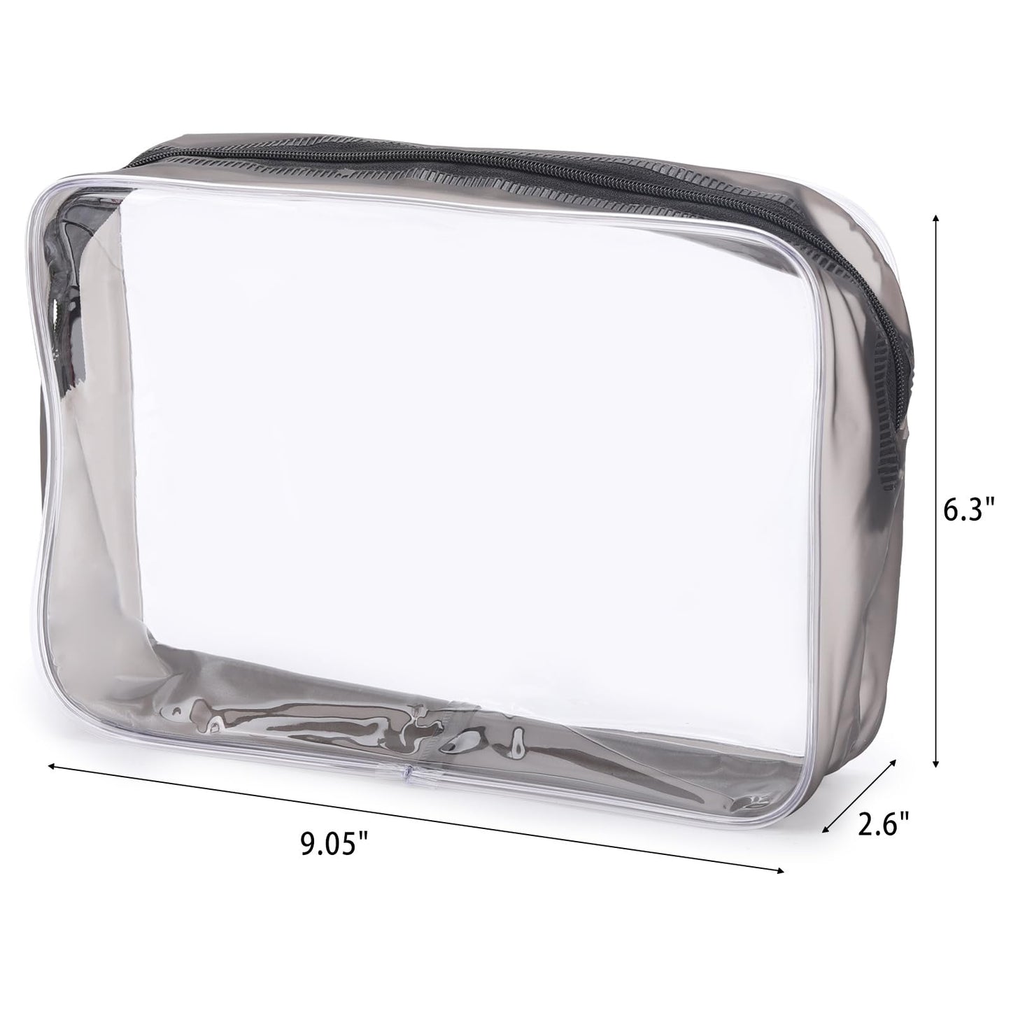 Tbestmax 10 Pack Clear Cosmetic Bags Makeup Bags Portable Waterproof TSA Approved Travel Toiletry Bags Large Organizer Matte Black, 9" x 6.3" x 2.6"