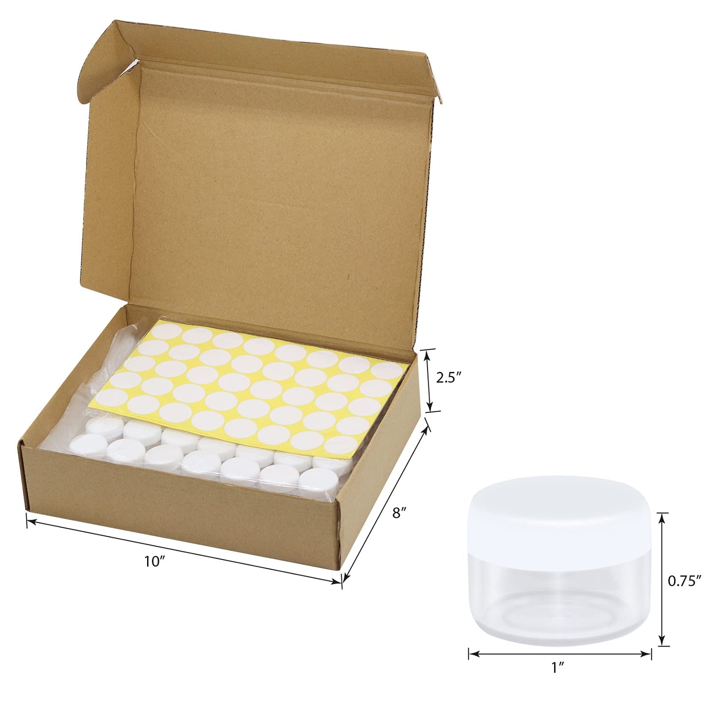 100 Pieces 5ml/5 Gram Empty Containers Mini Clear Jar Sample Transparent Cream Cosmetic Bottle Containers with 10 Pieces Mini Spatulas,Label (black)