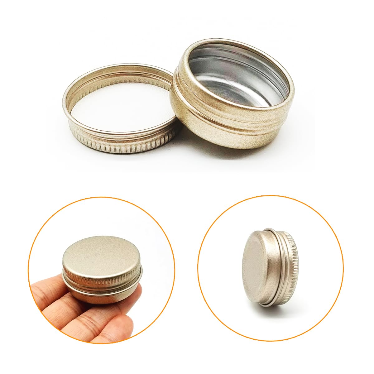 Wopanxye 24pcs Aluminum Tin Jars, 10ml Empty Cosmetic Container Pots, Travel Makeup Tin with Screw Lids, 10g Refillable Small Cosmetic Pot for Eyeshadow Cream Sample Lip Balm Powder Candle, Matte Gold