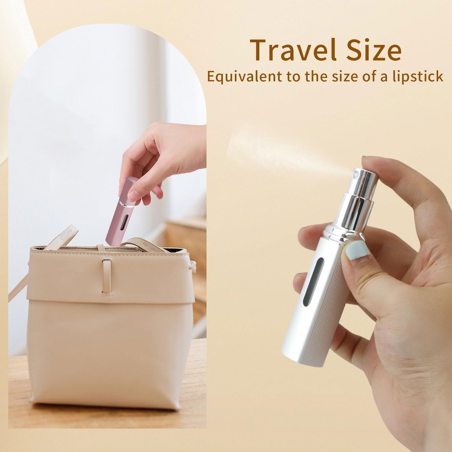 JEPELUS 6 PCS Portable Refillable Travel Perfume Atomizer, 8ml Cologne Travel Spray Bottle Empty, Mini Refill Perfume Sprayer Dispenser for Women Men, Unique Bottom-Filling Leak-Proof Scent Pump Case