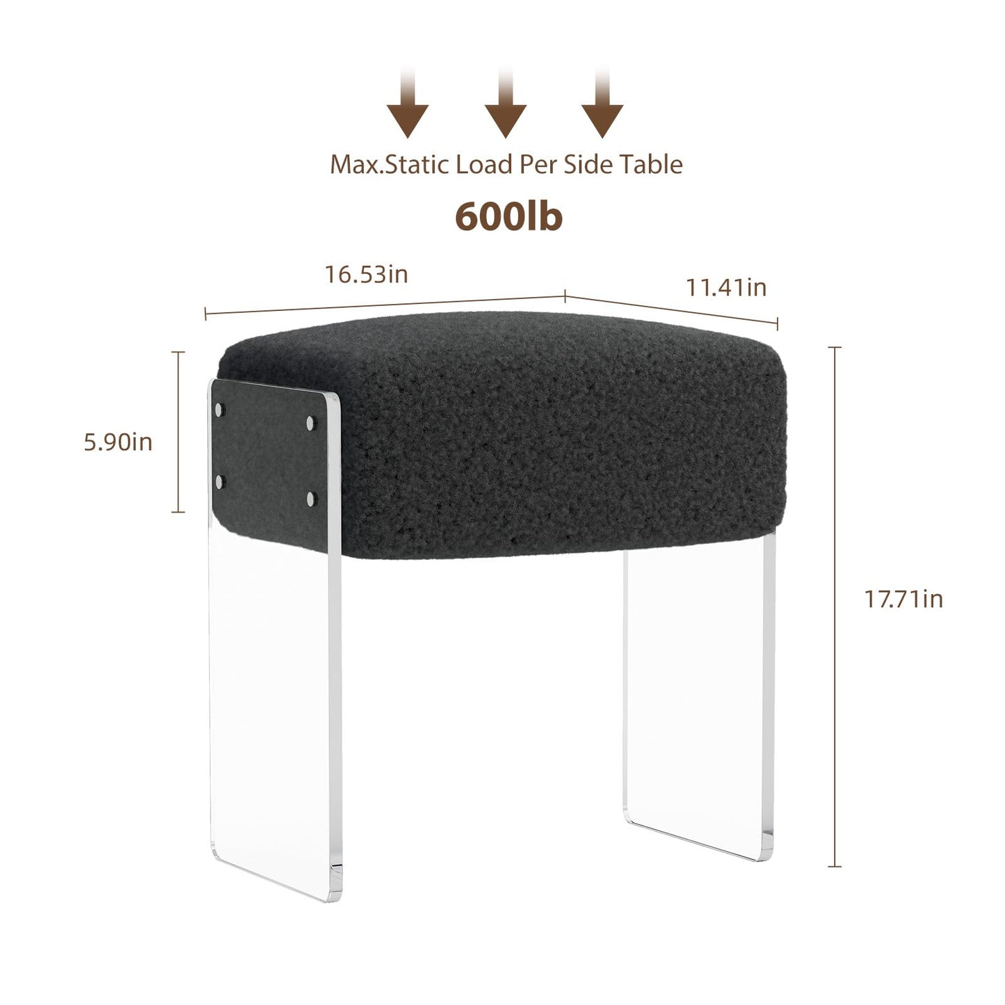 Vanity Stool Chair and Foot Rest -Modern Vanity Stool and Footstool with Wool and Acrylic Leg for Makeup Room, Living Room , Bedroom, Boucle Ottomans for Birthday, Christmas, Halloween, Easter Gifts