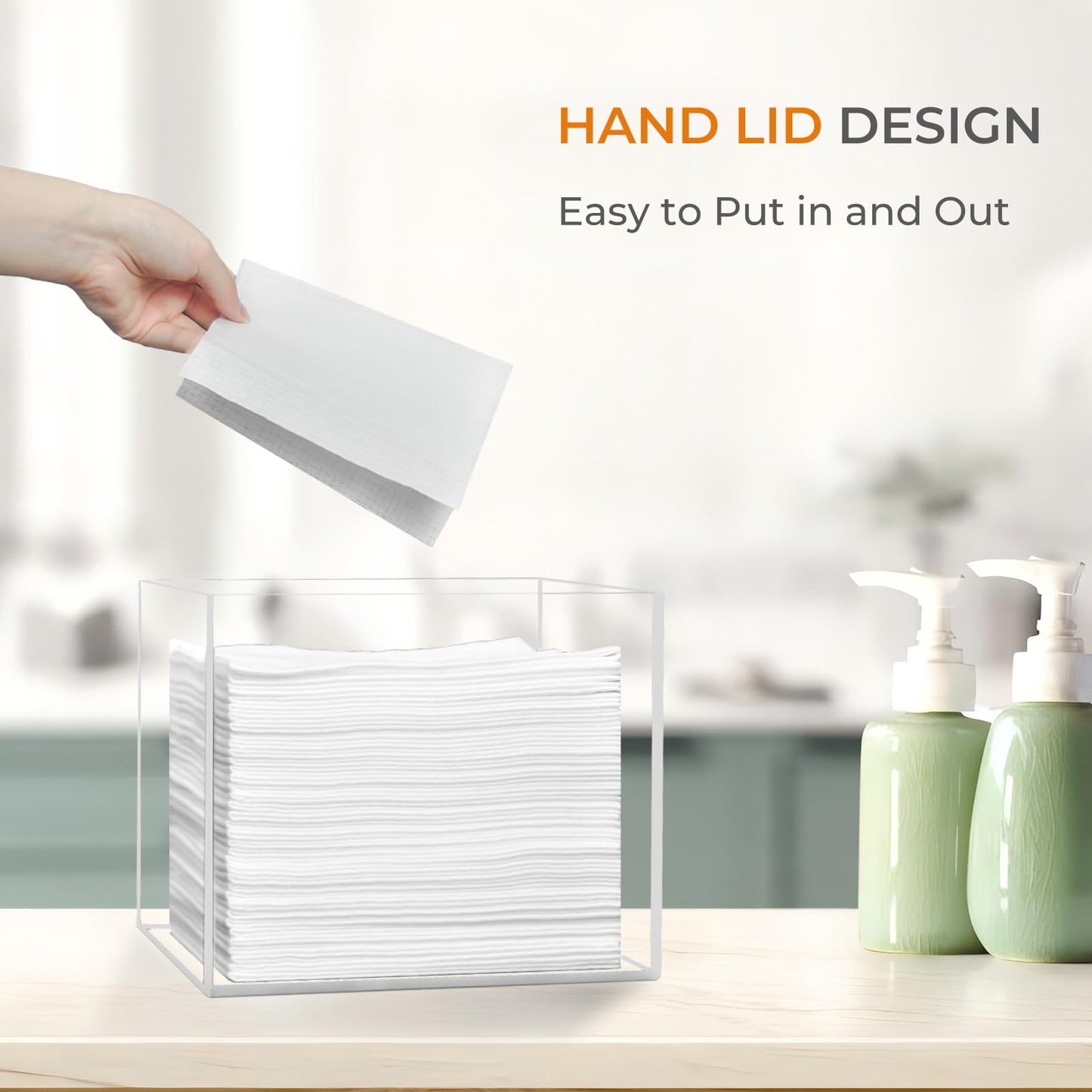 Rolheit Disposable Face Towel Holder, Acrylic Face Towelettes Storage Box for Face Towels, Facial Towel Containers, Makeup Remover Cloth Organizer