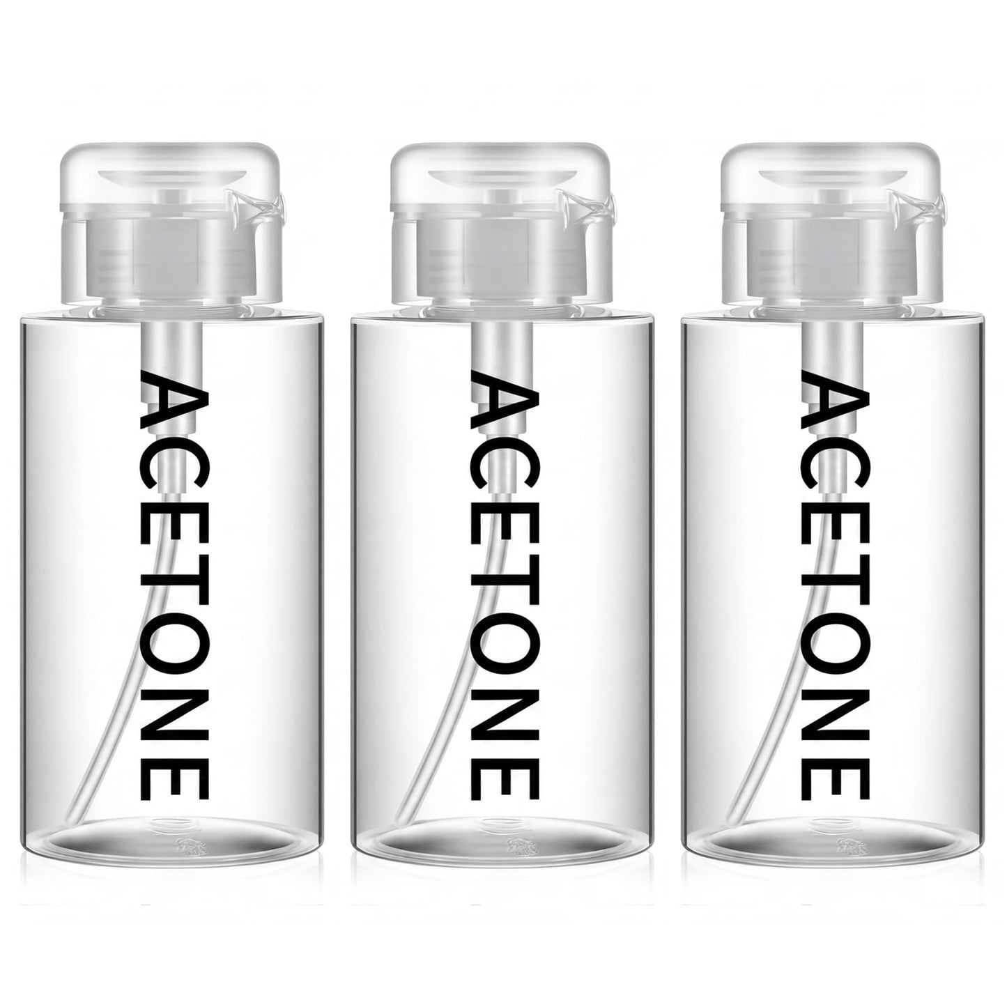 Layhit 3 Pcs 10 oz Acetone Pump Dispenser Bottle Aceone Push Down Liquid Dispenser Empty Pumping Bottle Refillable Cosmetic Container for Personal, Salon, Nail Care, Hospital Use