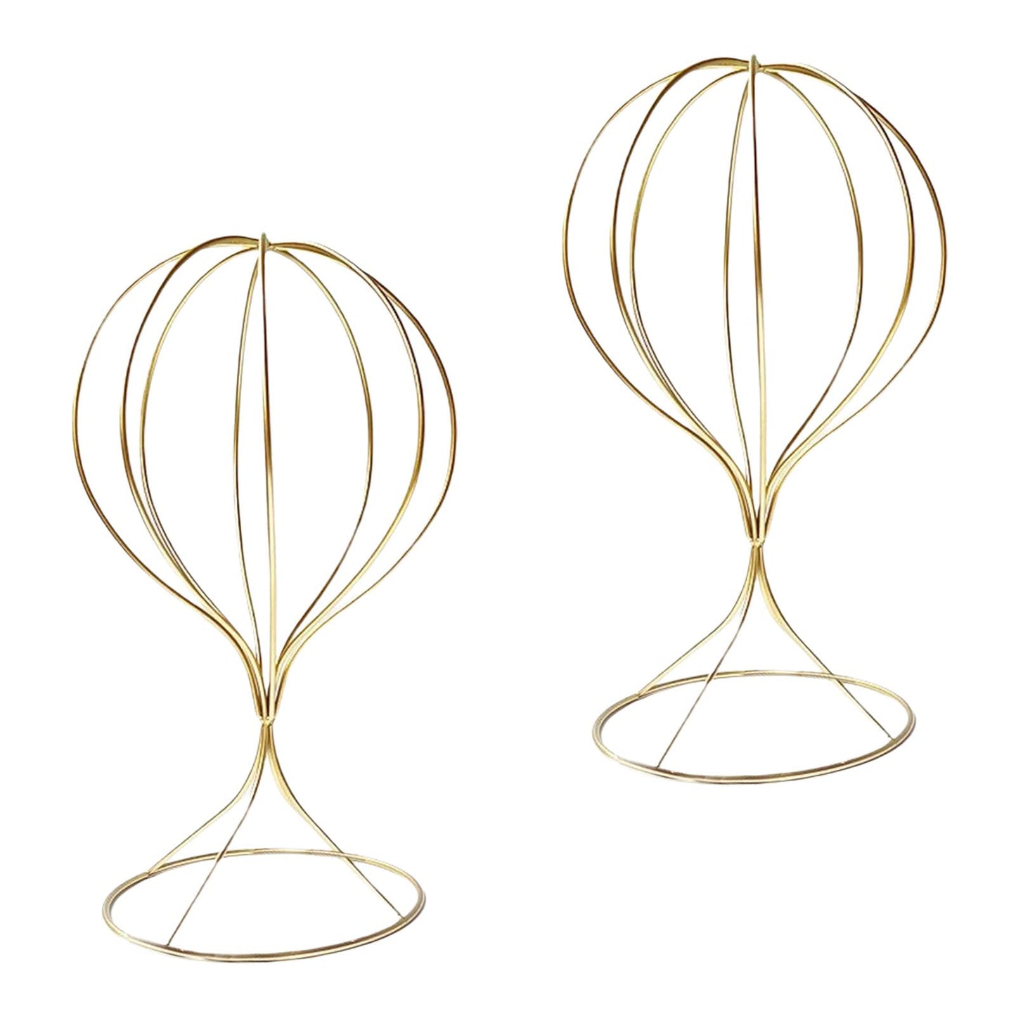 Mydio 2 Pieces Modern Metal Hat Stands Durable Stable Metal Hat Cap Rack Wigs Holder, Metal (Gold)