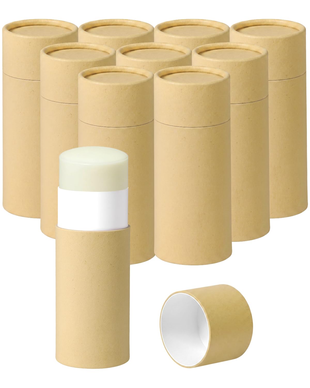EORTA 10 Pcs Cardboard Push Up Deodorant Containers 2.15 oz/61g, Refillable Kraft Tubes for Natural Deodorant, DIY Lip Balm, Moisturizer Sticks, Skincare, Solid Perfume & Body Lotion