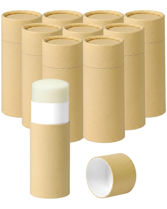 EORTA 10 Pcs Cardboard Push Up Deodorant Containers 2.15 oz/61g, Refillable Kraft Tubes for Natural Deodorant, DIY Lip Balm, Moisturizer Sticks, Skincare, Solid Perfume & Body Lotion