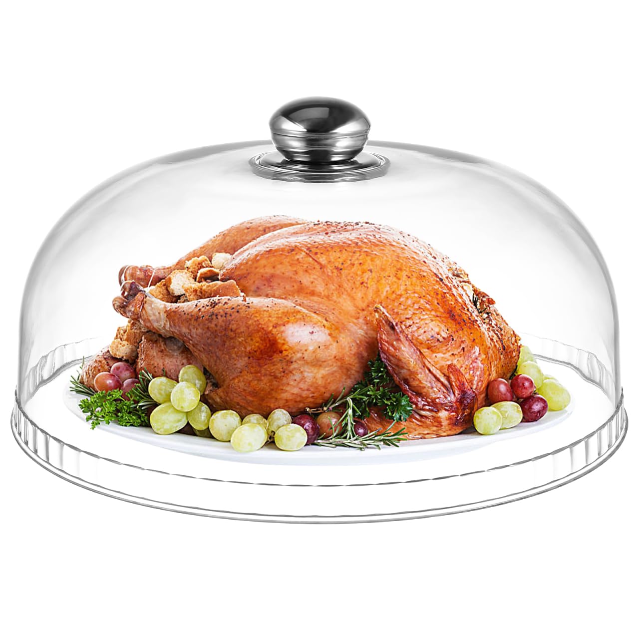 Didiseaon Transparent Food Cover 10.23In Round Plastic Cake Dome Lid for Party Wedding Snack Tray Protective Cover