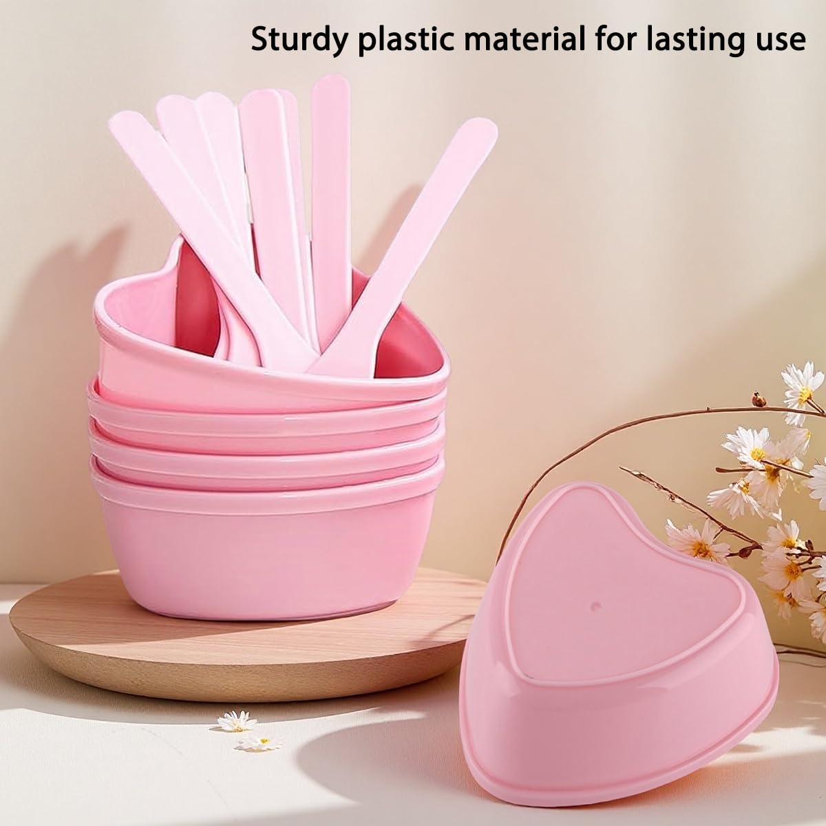 15 Sets Plastic Heart Shaped Facial Mask Mixing Bowl, Pink Facemask Bowl DIY Skin Care Mixing Tool Kit with Spatulas for Mud Masks, Home Salon, and Beauty Salon Use, Face Mask Applicator Tool(15 Pcs)