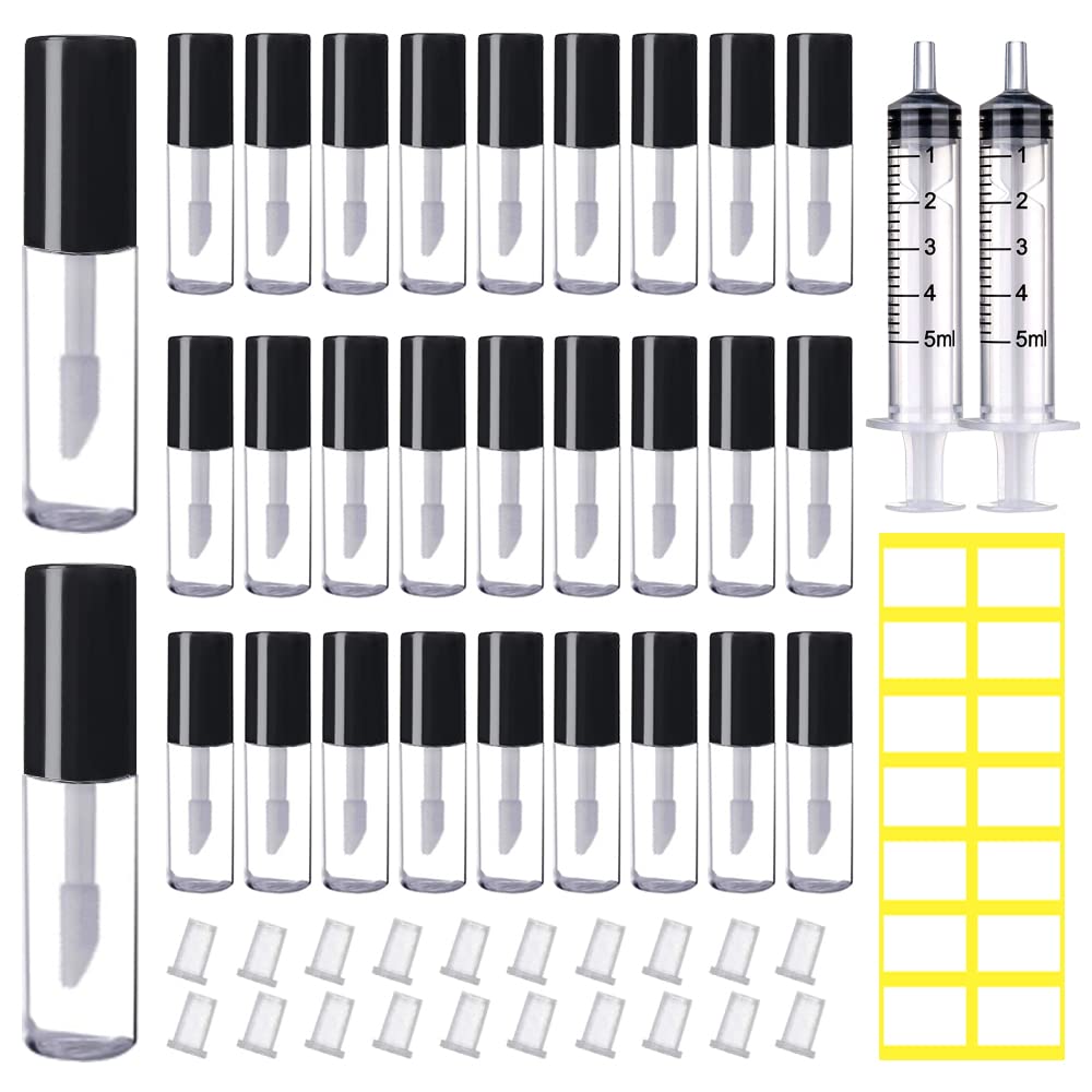 AMORIX 50PCS Black 1.2ml Mini Lip Gloss Tubes with Wand for Samples