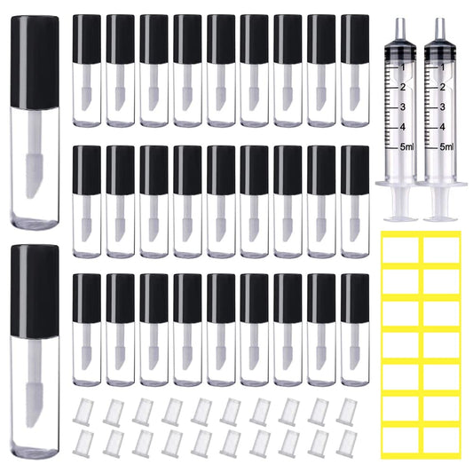 AMORIX 50PCS Black 1.2ml Mini Lip Gloss Tubes with Wand for Samples