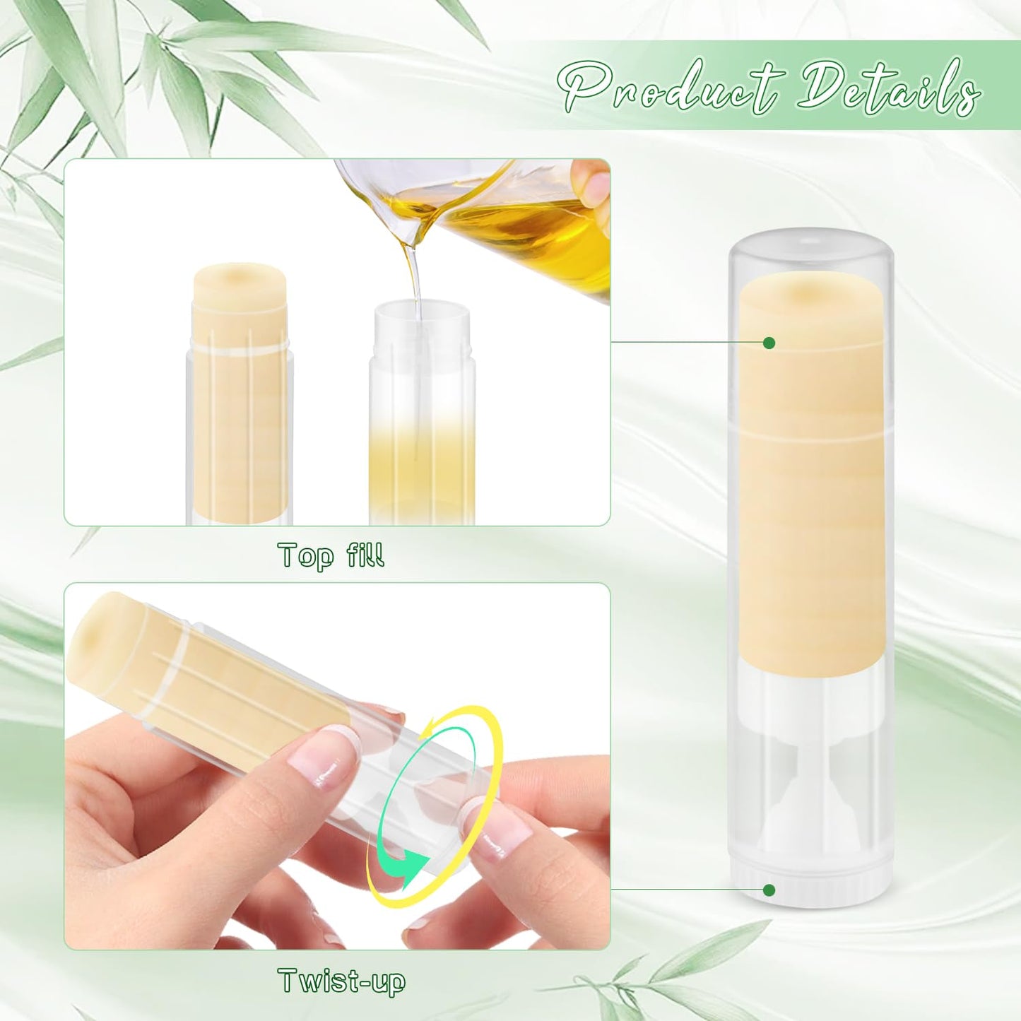 DynnnDy 25Pcs 15g/0.5oz Empty Clear Plastic Lip Balm Tubes Top-fill Lipstick Containers Refillable Homemade Sample Tubes for Chapstick,Lip Gloss,Solid Perfume,Lotion Bar