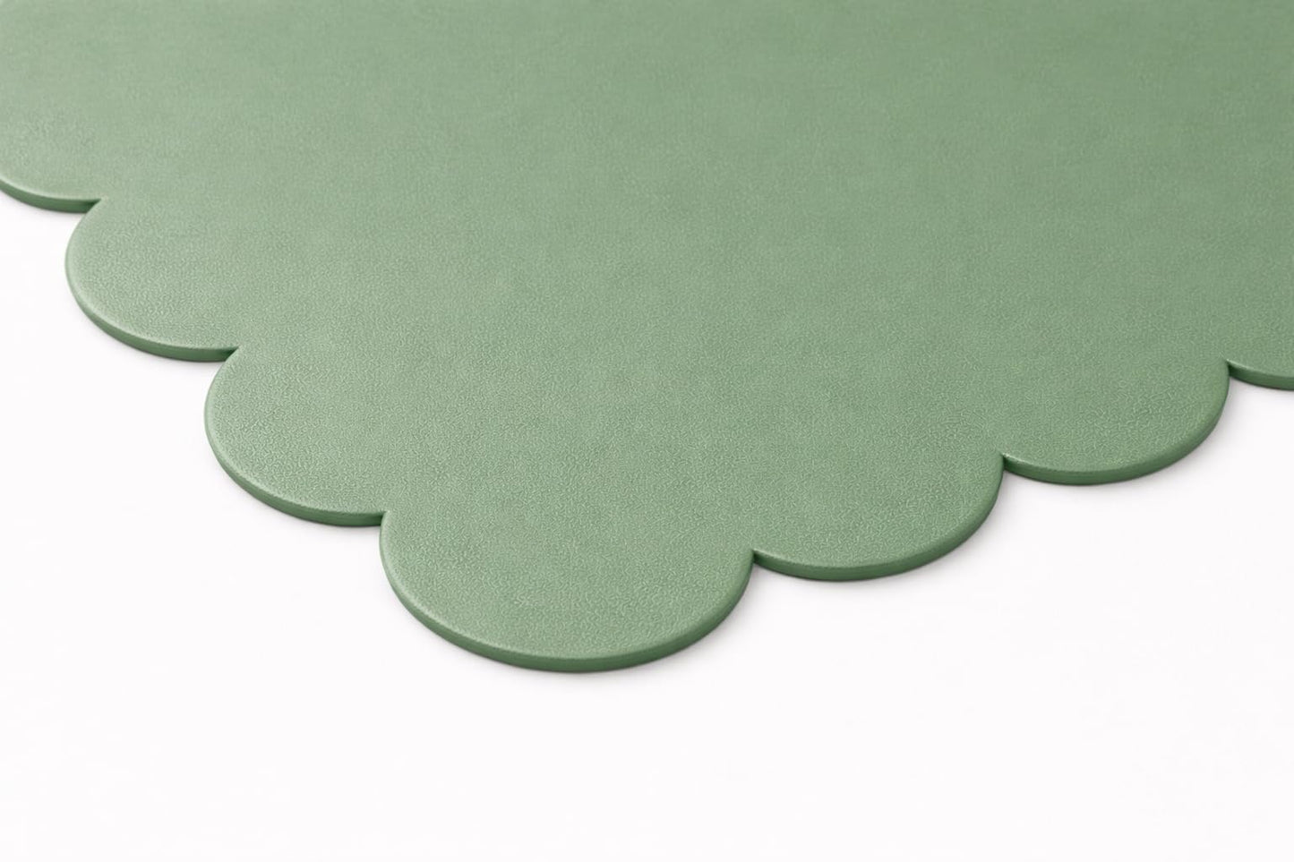 Orelle Scalloped Desk Mat | Vegan Leather Desk Mat for Keyboard and Mouse, Laptop, Makeup Vanity | Computer Desk Pad Mat | Office Desk Cover Mat | Desk Blotter Mat | 30 x 15” | Green