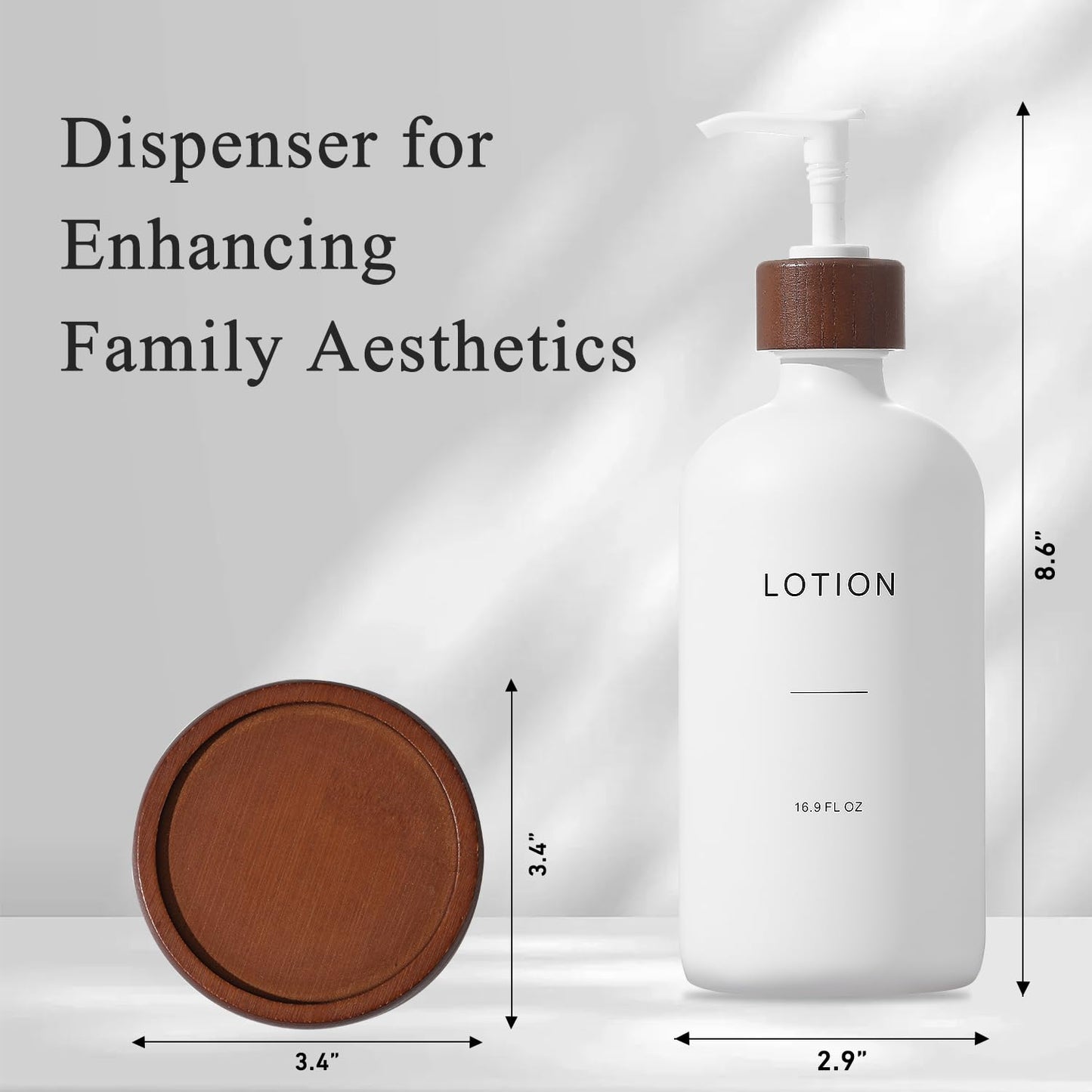 BONLONG Soap Dispenser Bathroom, Refillable Lotion Dispenser with Tray, Glass Lotion Bottle with Pump, Suitable for Bathroom Countertop Soap Dispensers, Modern Home Decor. (White)