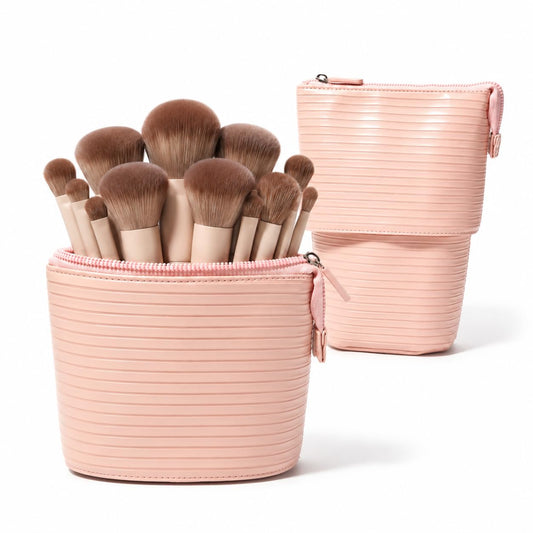APT 1101 Convertible Travel Makeup Brush Bag, Stand-Up Brush Holder Pouch For Easy Access, Standing Portable Cosmetic Organizer, Organizer for Brushes, Beauty Tools & Accessories