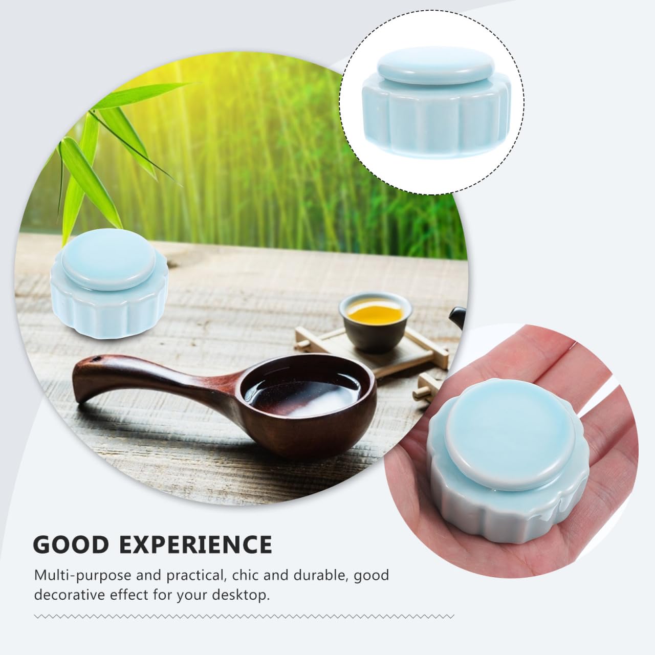 VOSAREA Porcelain Mini Jar Mini Cute Ceramic Bottle Canister Portable Travel Loose Tea Pot Jar Contanier with Lid for Storage Spices Powder Cream Lotion