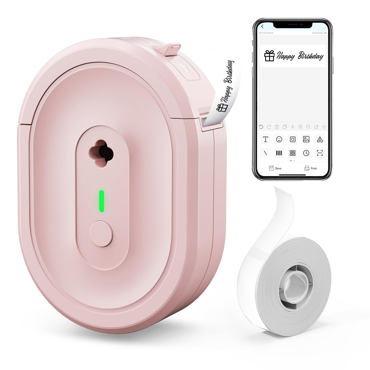 HKHKPI Label Maker Machine with Tape, Small Portable Bluetooth Label Printer, Handheld Mini Labeler for Home, Kitchen, Office, Waterproof Label Makers for Labeling, Gift, Kids School Items, Pink