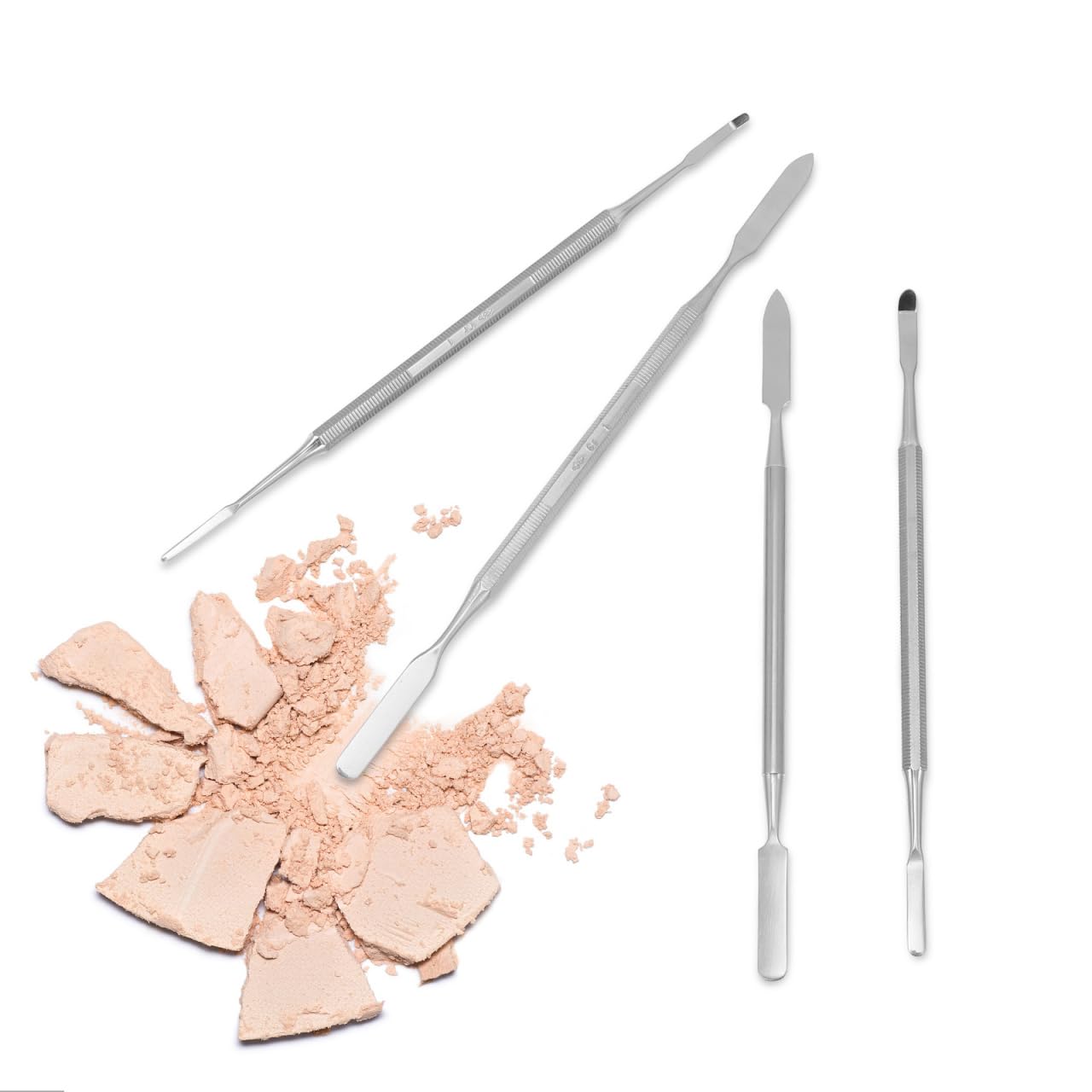 4Pcs Stainless Steel Depotting Spatula Makeup Spatula Tool Make Up Accessories for Makeup Cosmetics Mixing