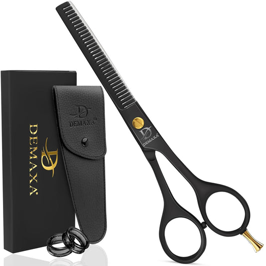 Thinning Shears for Hair Cutting - DEMAXA Hair Thinning Scissors Professional Barber’s Texturizing Shears for Salon & Home Use - 6.5-inch Black High Carbon Stainless Steel Thinning Sheers