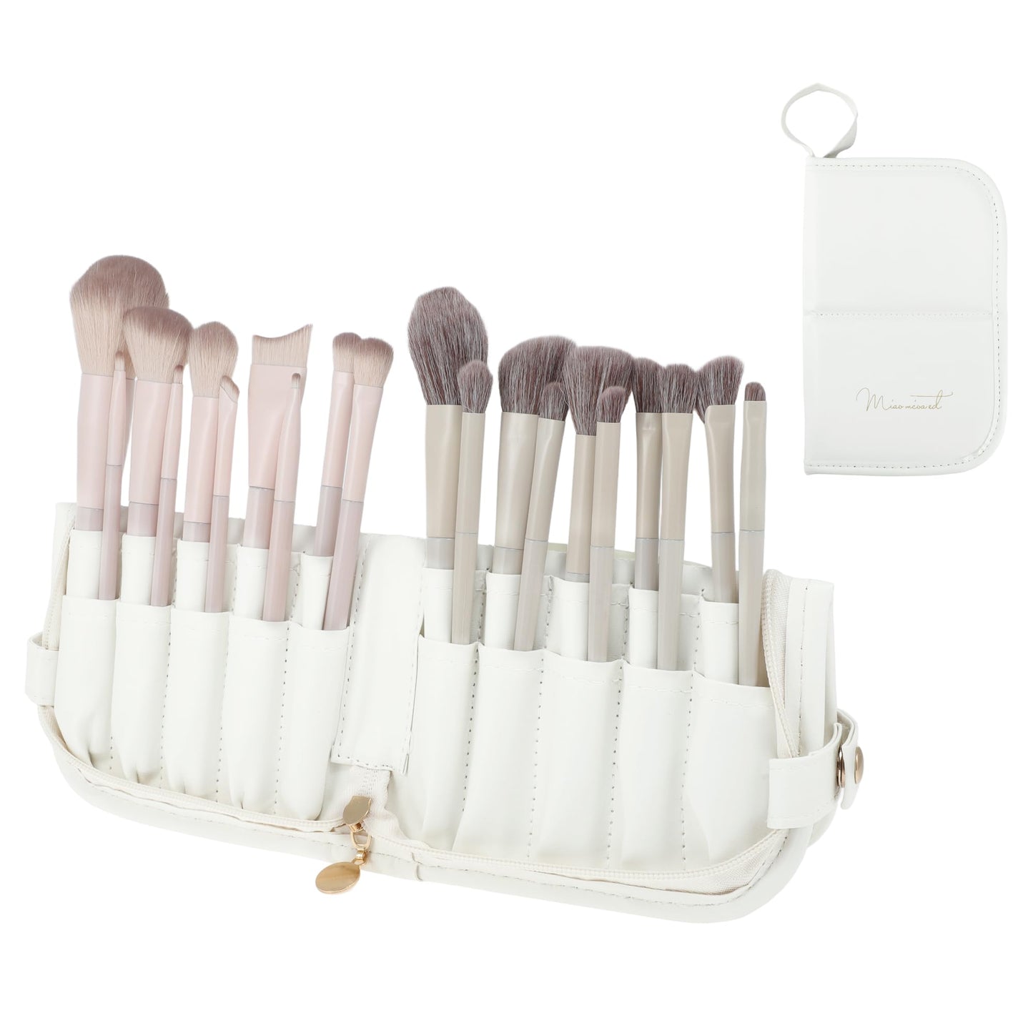 CAPASTEC Makeup Brush Bag, Waterproof Stand-Up Makeup Brush Organizer, Travel-Friendly Design, White