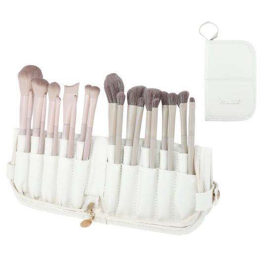 CAPASTEC Makeup Brush Bag, Waterproof Stand-Up Makeup Brush Organizer, Travel-Friendly Design, White