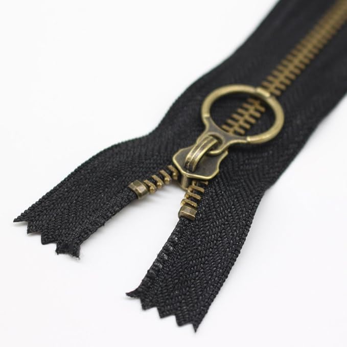 YaHoGa 10PCS 12 Inch (30cm) #5 Antique Brass Plated Metal Zippers Bulk Close End Metal Zippers for Sewing Purse Bags Crafts (#5 Anti-Brass)