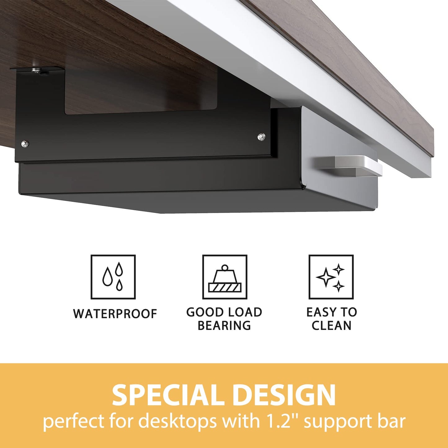 Gome Under Desk Pull-Out Drawer - Storage Organizer Office Mounted, Easy Slide-Out Pencil Drawer for Space Saving, Ideal for Sit-Stand Workstation with 1.2" High Crosspiece