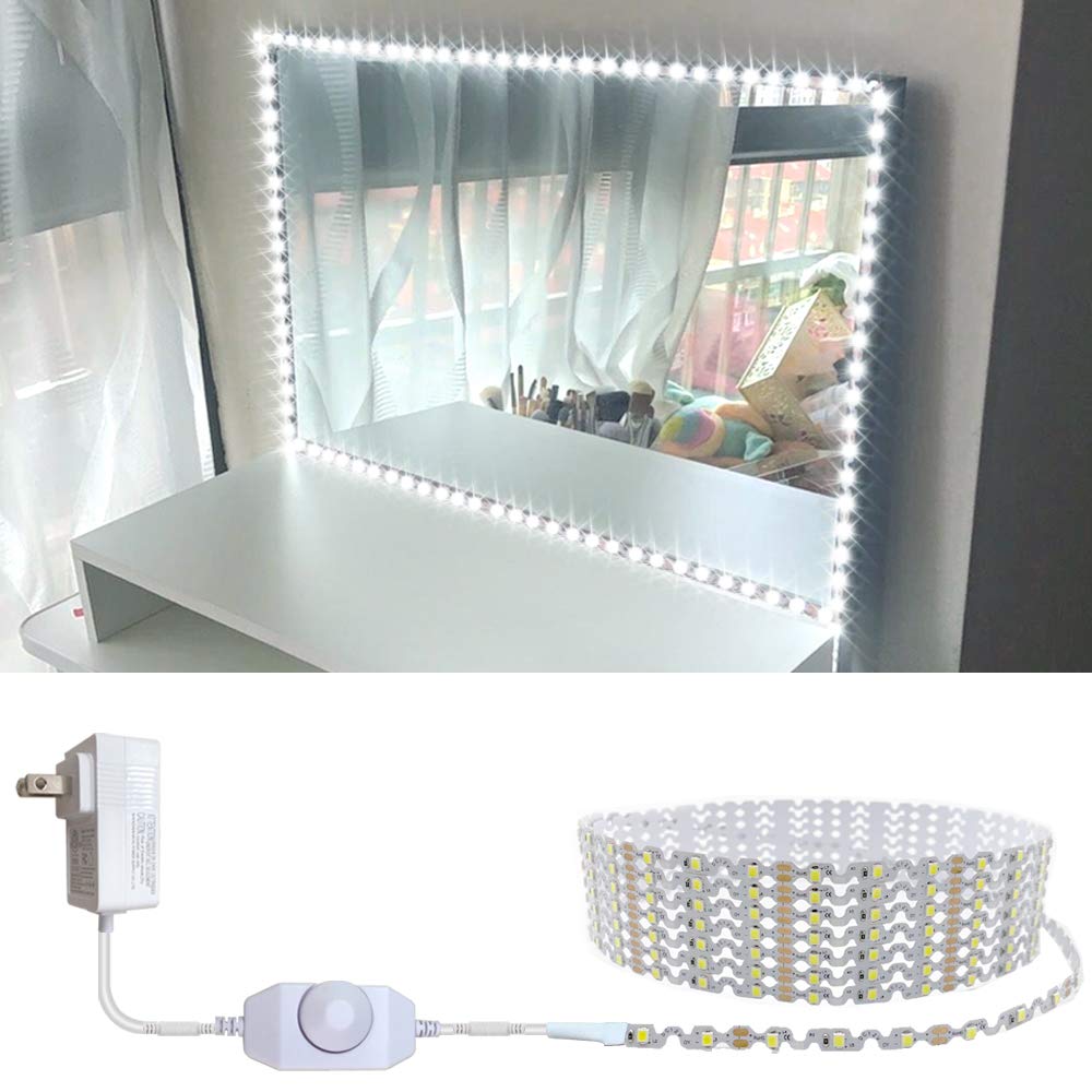 ZOKON 13ft/4M Led Vanity Mirror Lights Kit Bendable NO Need to Cut Vanity Make-up Mirror Cloakroom Adjustable Flexible Strip Light Table Set with Dimmer and Power Supply