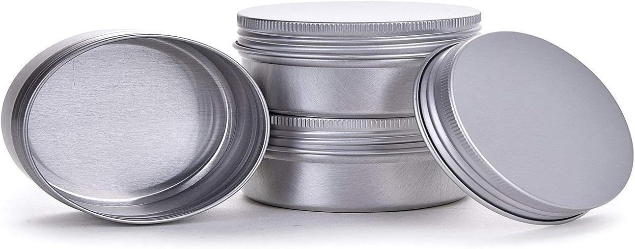 1 Ounce Aluminum Tin Jar Refillable Containers 30 ml Aluminum Screw Lid Round Tin Container Bottle for Cosmetic,Lip Balm, Cream, 60 Pack