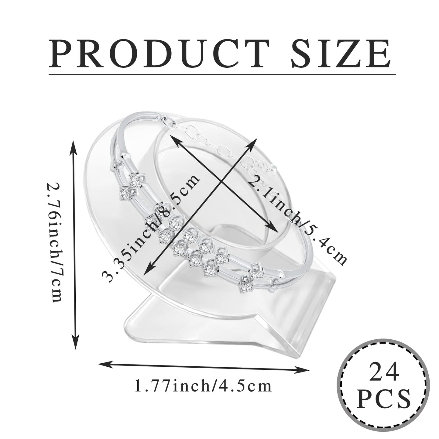 fallingstar 24 PCS Large Bracelet Holder Clear Acrylic Bracelet Displays Stands Jewelry Display Holder Bangle Organizer Rack Transparent Shelf Shelves Acrylic Bracelet Display Collar
