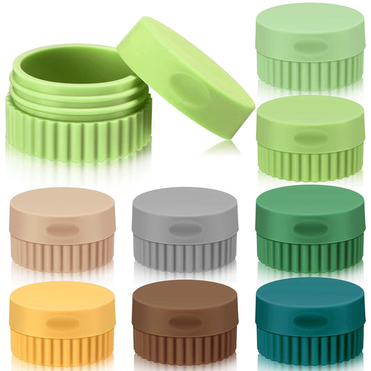 Maxcheck 8 Pcs Travel Containers for Toiletries 0.68 Oz/20 ml Small Silicone Cream Jar with Lid Mini Leakproof Lotion Jar Refillable Travel Cosmetic Container for Face Body Skin Cream (Fresh Color)