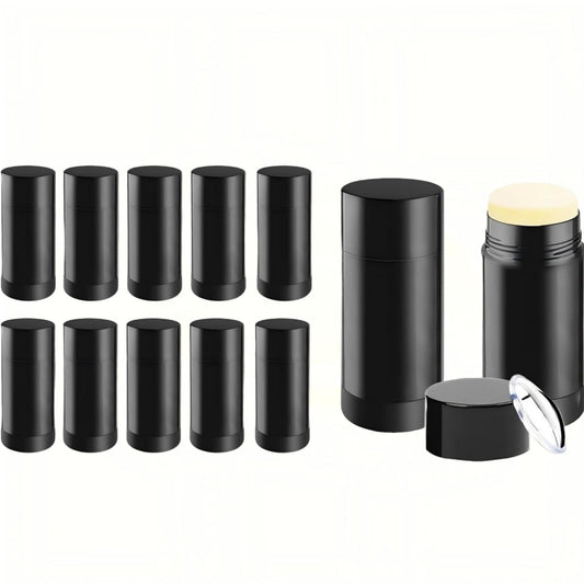 meleg otthon 12 Pcs Empty Deodorant Containers 2.5oz/75ml Twist Up Refillable Deodrant Containers Leak Proof Black Deodorant Bottles Round Lip Balm Tubes for DIY Lipstick Crayon