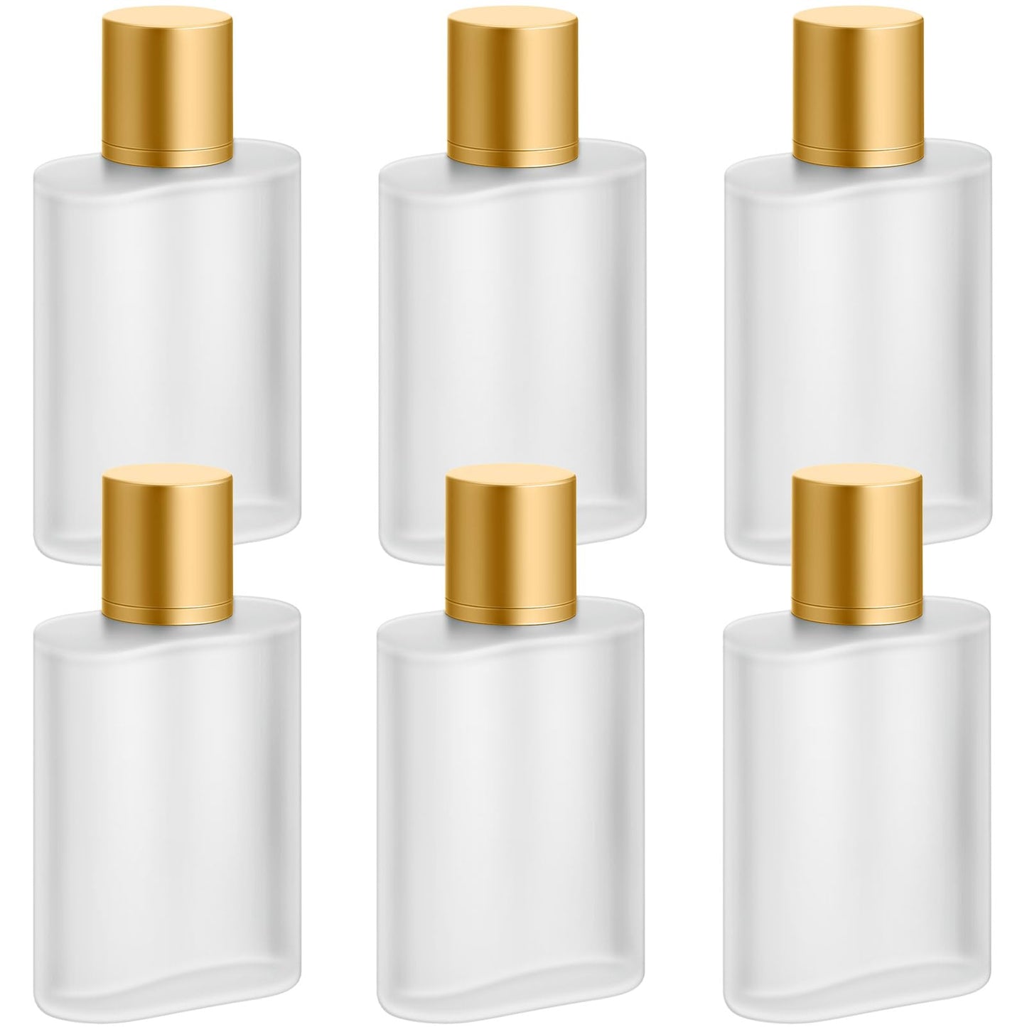 Tessco for you 6 Pcs 50/100ml Frosted Glass Bottle Perfume Atomizer Refillable Spray Empty Perfume Dispenser Fine Mist Atomizer Cosmetic Container for Travel Men Women (1.7 Ounces,Gold)