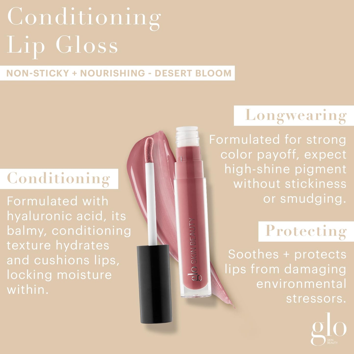 Glo Skin Beauty Conditioning Lip Gloss (Desert Bloom) | Non-Sticky, Nourishing Lip Glosses Packed with Skincare Benefits