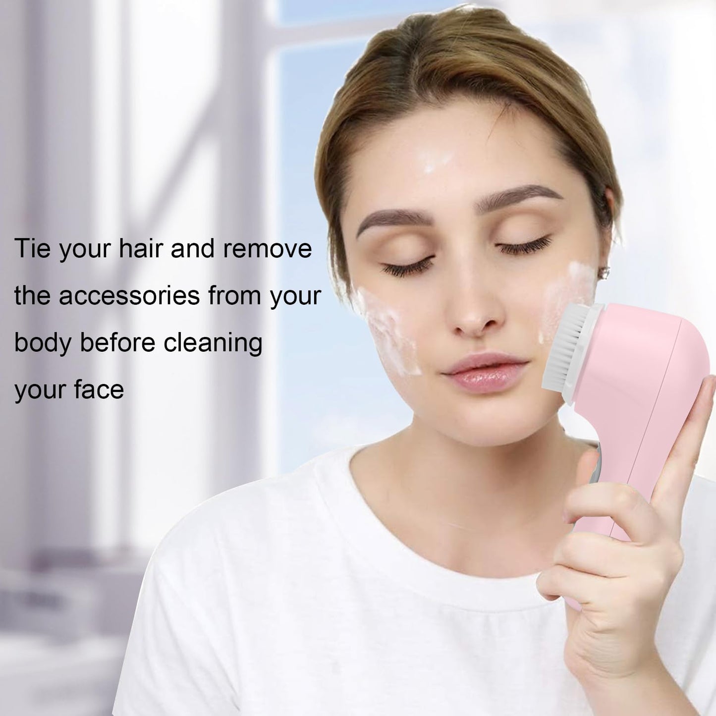 Mia 2 Electric Face Cleansing Brush with 2 Brush Heads, Sonic Facial Brush for Deep Cleaning & Exfoliation, Waterproof Rechargeable (Pink)